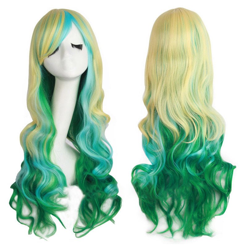 15 Colors Gradient Big Wave Long Curly Hair Cosplay Wigs - B - lemailwigs