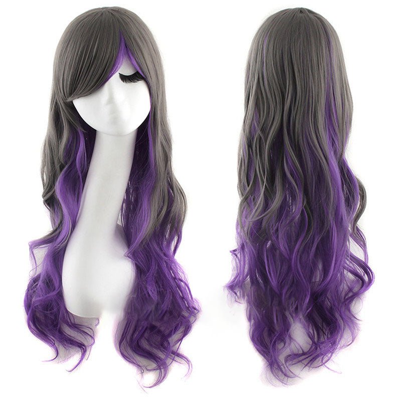 15 Colors Gradient Big Wave Long Curly Hair Cosplay Wigs - C - lemailwigs