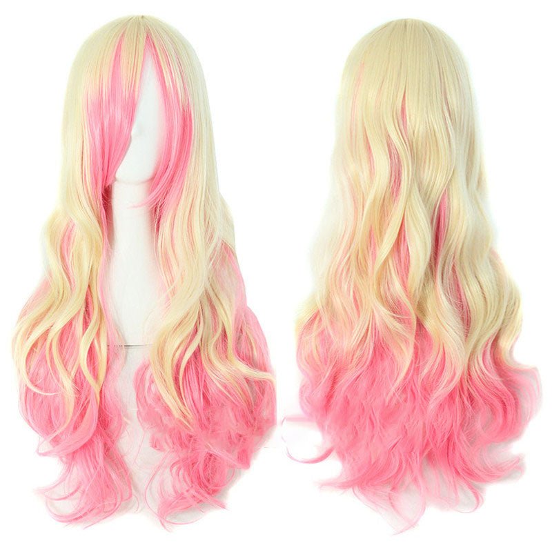 15 Colors Gradient Big Wave Long Curly Hair Cosplay Wigs - D - lemailwigs