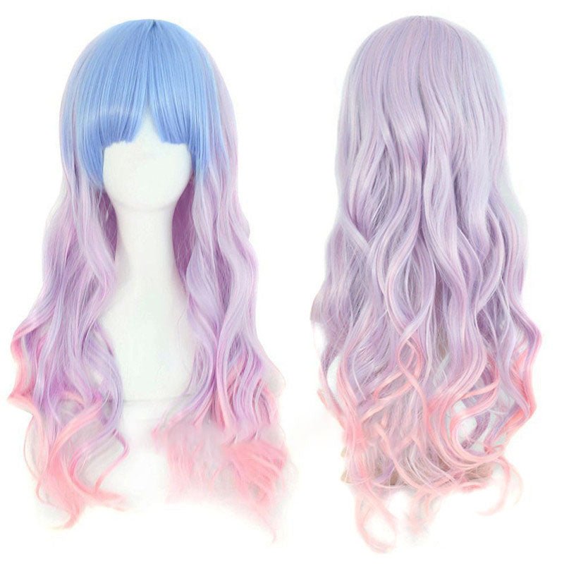 15 Colors Gradient Big Wave Long Curly Hair Cosplay Wigs - J - lemailwigs
