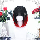 30cm Short Black Mixed Red BoBo Lolita Cosplay Wig - lemailwigs