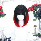 30cm Short Black Mixed Red BoBo Lolita Cosplay Wig - lemailwigs