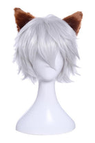 30cm White Silver Cosplay Wigs With Furry Ear - lemailwigs