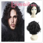 35cm Short John Snow Curly Black Cosplay Wigs - lemailwigs