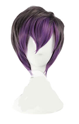 35CM Short Male Grey Mix Purple Cosplay Wigs - lemailwigs