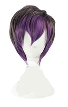 35CM Short Male Grey Mix Purple Cosplay Wigs - lemailwigs