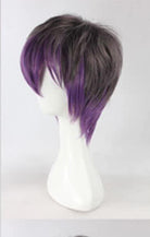 35CM Short Male Grey Mix Purple Cosplay Wigs - lemailwigs