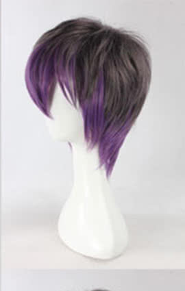 35CM Short Male Grey Mix Purple Cosplay Wigs - lemailwigs