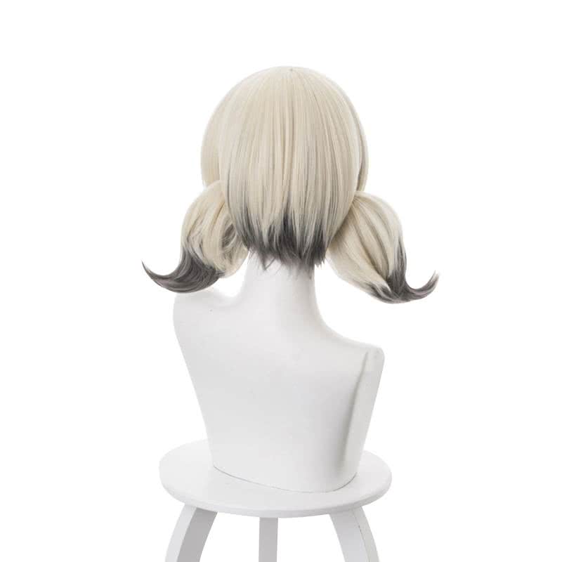 35cm Short Ponytail Ivory Gradient Grey Arknights Ifrit Cosplay Wigs - lemailwigs