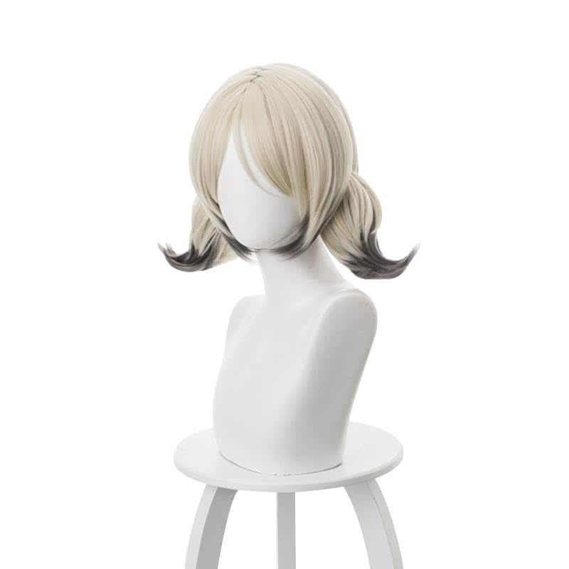 35cm Short Ponytail Ivory Gradient Grey Arknights Ifrit Cosplay Wigs - lemailwigs