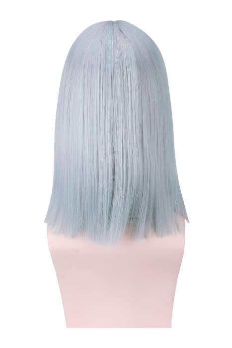 35cm Silver Mixed Blue Fashion Women Medium Straight Wigs - lemailwigs