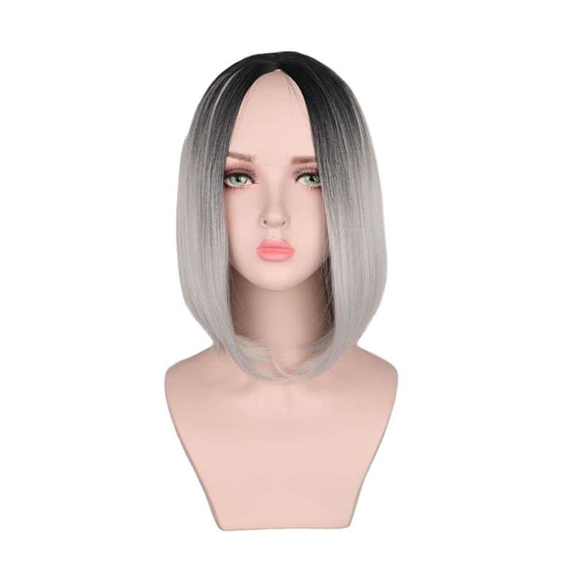 4 Colors Short Green Pink Grey Ombre Trendy Wigs For Women - lemailwigs