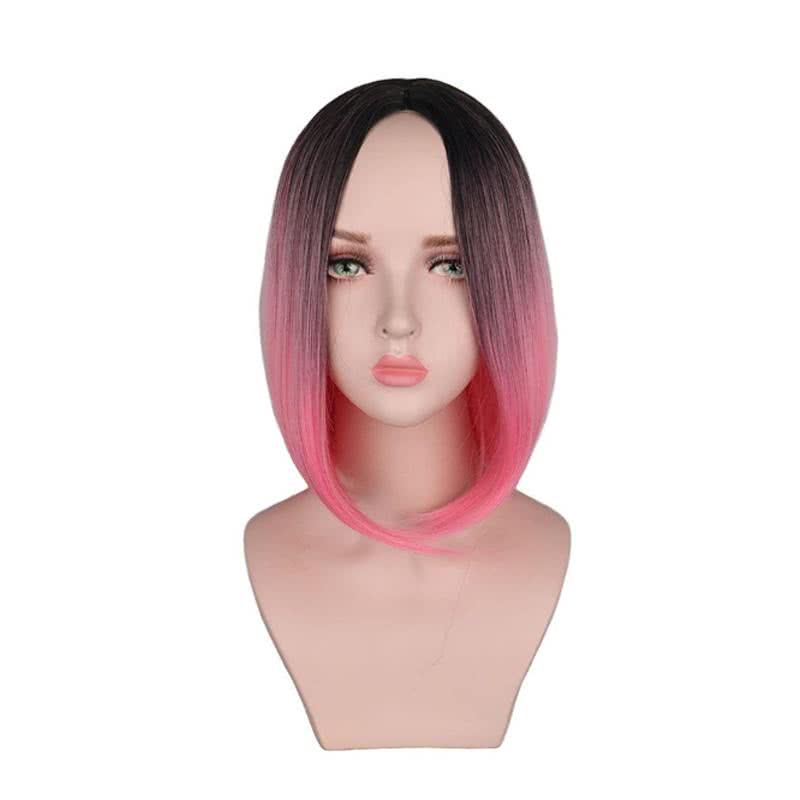4 Colors Short Green Pink Grey Ombre Trendy Wigs For Women - lemailwigs