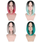 4 Colors Short Green Pink Grey Ombre Trendy Wigs For Women - lemailwigs