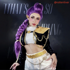 【48HR SHIP】L-email Wig Anime Movie Kpop Demon Hunter Songs Rumi Purple 100cm Long Braid Stage Cosplay Wig Group Idol