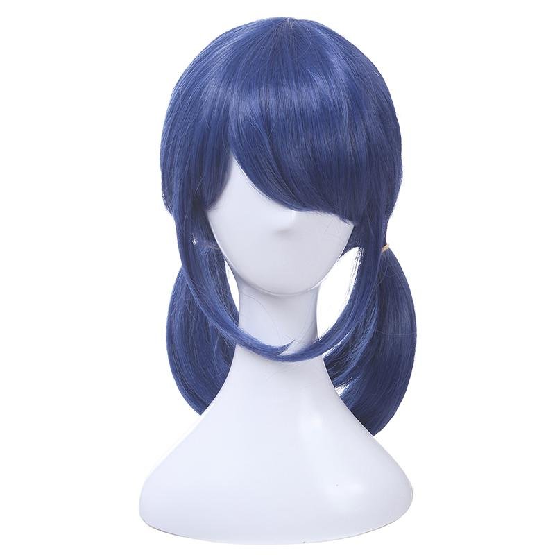 【48HR SHIP】Anime Medium Long Dark Blue Synthetic Hair Straight Cosplay Wigs - lemailwigs
