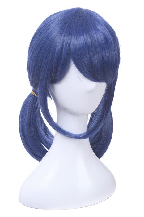 【48HR SHIP】Anime Medium Long Dark Blue Synthetic Hair Straight Cosplay Wigs - lemailwigs