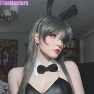 【48HR SHIP】Anime Seishun Buta Yarou wa Bunny Girl Senpai no Yume wo Minai Sakurajima Mai Dark Gray Cosplay Wigs - lemailwigs