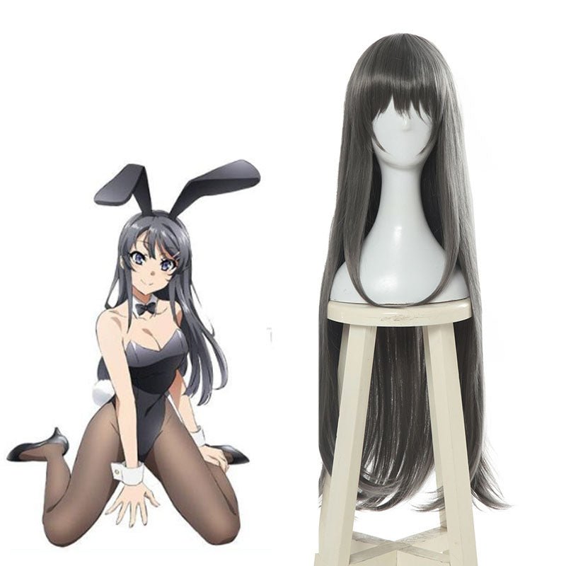 【48HR SHIP】Anime Seishun Buta Yarou wa Bunny Girl Senpai no Yume wo Minai Sakurajima Mai Dark Gray Cosplay Wigs - lemailwigs