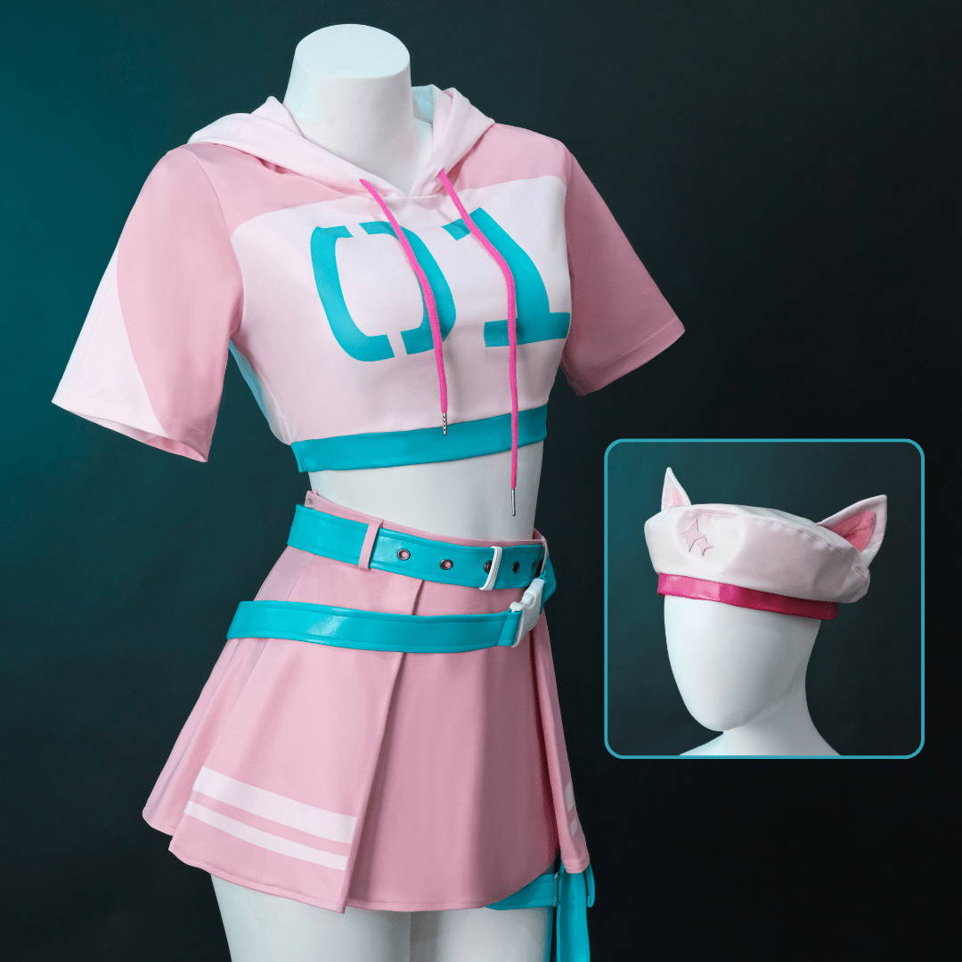 【48HR SHIP】L - email Wig Exclusive Fortnite Neko Hatsune Miku Pink Cosplay Costume - lemailwigs