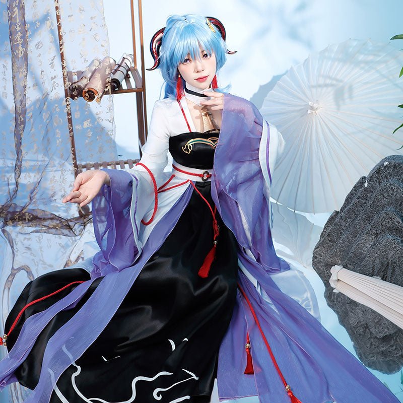 【48HR SHIP】L - email Wig Genshin Impact Ganyu Hanfu Cosplay Costume - lemailwigs