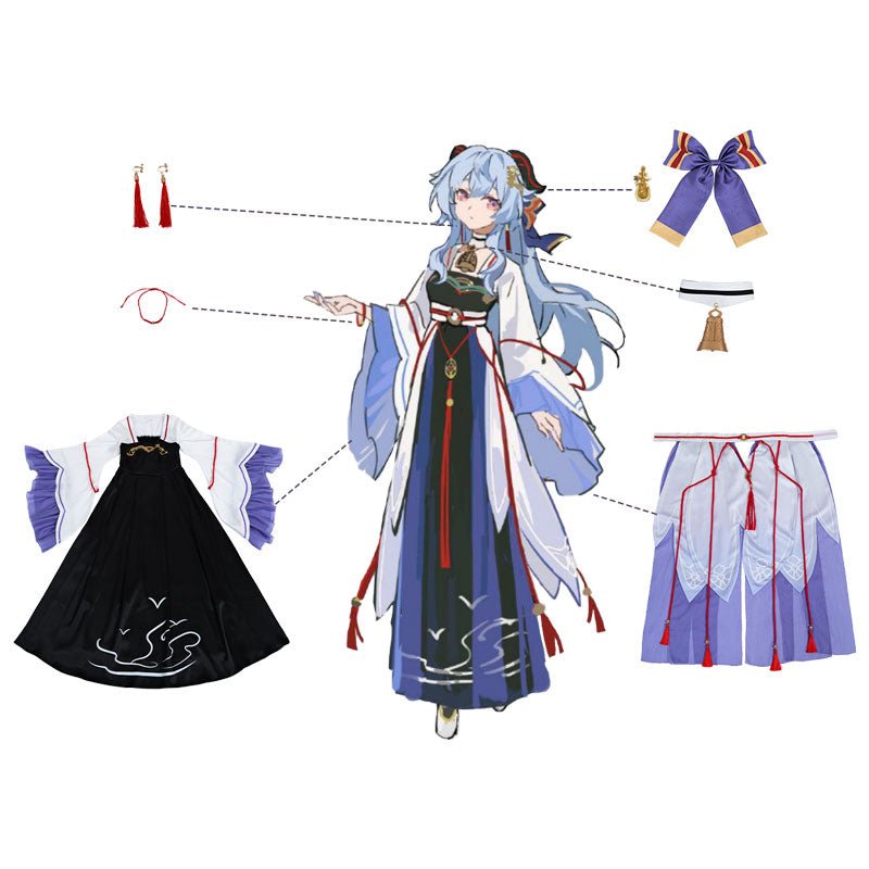 【48HR SHIP】L - email Wig Genshin Impact Ganyu Hanfu Cosplay Costume - lemailwigs