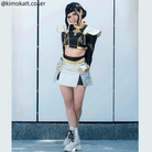 【48HR SHIP】L - email Wig Huntrix Kpop Demon Hunter Zoey Golden Black Cosplay Costume And Wig Full Set - lemailwigs