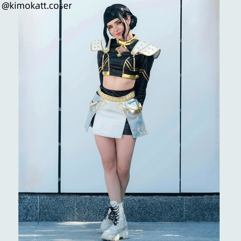 【48HR SHIP】L - email Wig Huntrix Kpop Demon Hunter Zoey Golden Black Cosplay Costume And Wig Full Set - lemailwigs