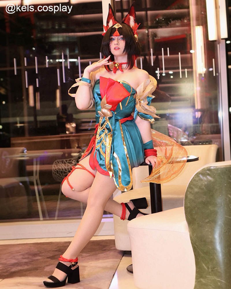 【48HR SHIP】L - email Wig League of Legends After Hours Spirit Blossom Ahri Cosplay Full Set - lemailwigs