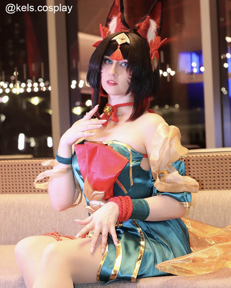 【48HR SHIP】L - email Wig League of Legends After Hours Spirit Blossom Ahri Cosplay Full Set - lemailwigs
