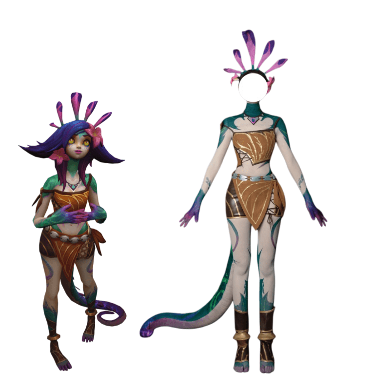 【48HR SHIP】L - email Wig League Of Legends Neeko the Curious Chameleon Cosplay Costume - lemailwigs