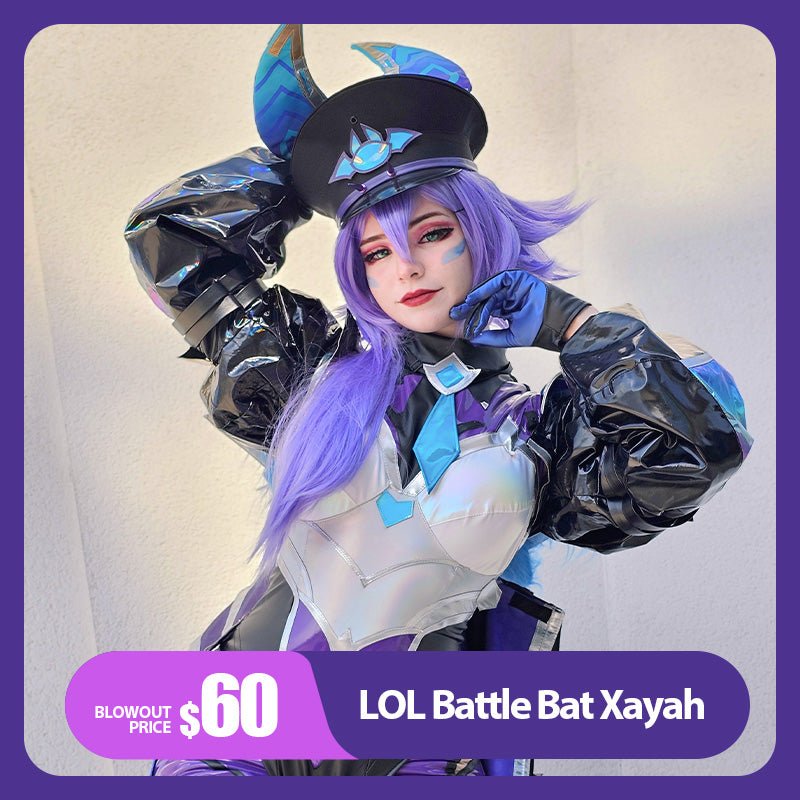 【48HR SHIP】L - email Wig LOL Battle Bat Xayah Cosplay Costume Costume - lemailwigs