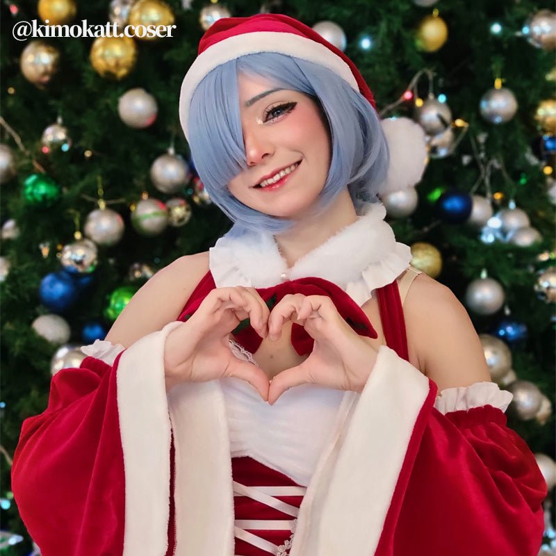 【48HR SHIP】L - email Wig Re: ZERO - Starting Life in Another World Rem Ram Fanart Christmas Cosplay Costume - lemailwigs