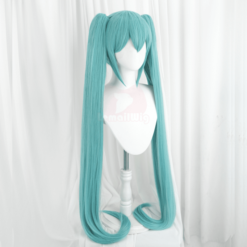 【48HR SHIP】Lemailwig Hatsune Miku Green Double Ponytail Blue 110cm Long Cosplay Wig - lemailwigs