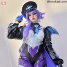 【48HR SHIP】LOL Battle Bat Xayah Purple Cosplay Wig - lemailwigs