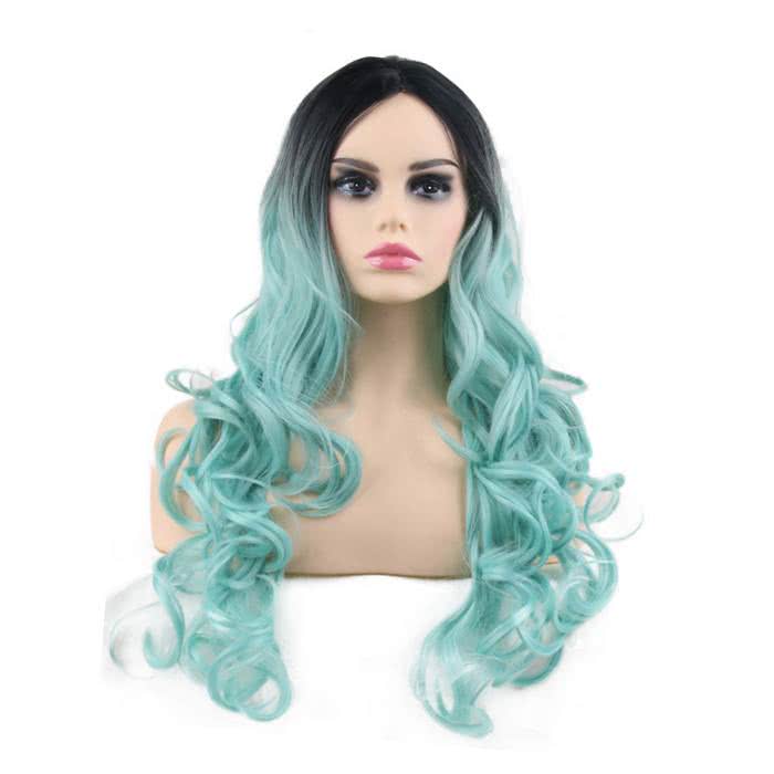 60cm Long Classic Curly Black Gradient Brown Pink Grey Charms Fashion Wigs - lemailwigs