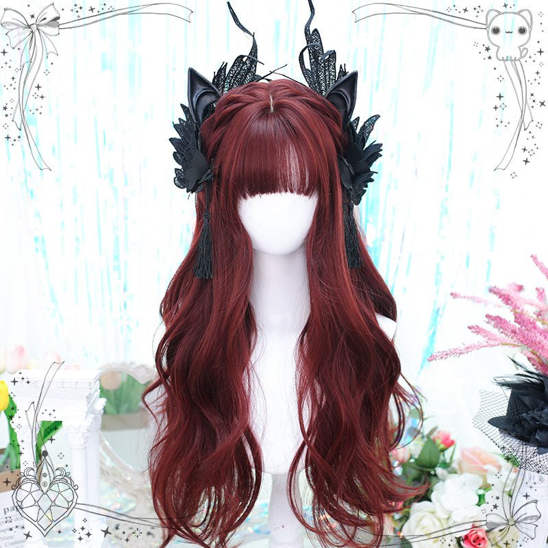 60cm Long Curly Dark Red Fashion Lolita Cosplay Wig - lemailwigs