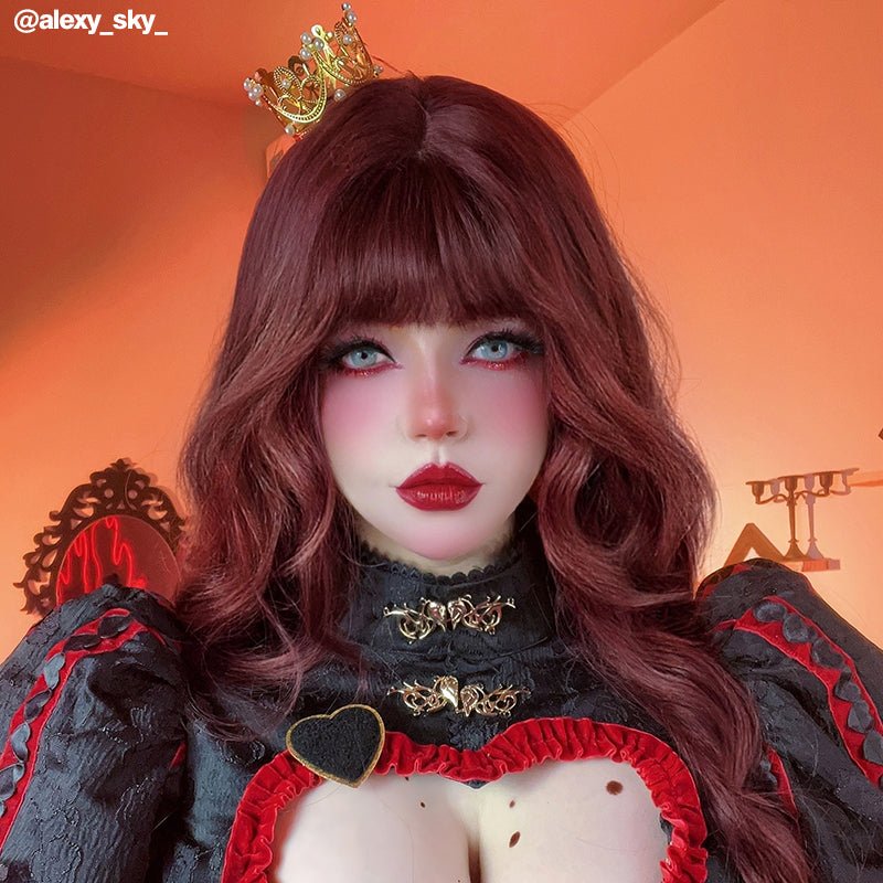 60cm Long Curly Dark Red Fashion Lolita Cosplay Wig - lemailwigs