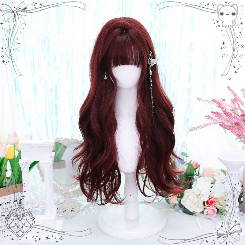60cm Long Curly Dark Red Fashion Lolita Cosplay Wig - lemailwigs
