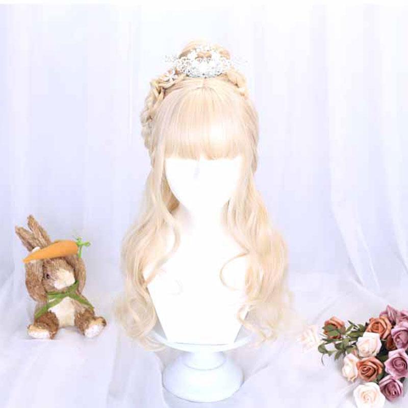 65cm Lolita Medium Long Blonde Long Curly Princess Wigs - lemailwigs