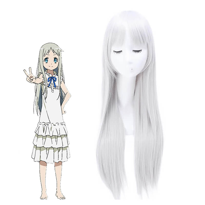 80cm Grey Secret Base Honma Meiko Long Cosplay Wigs - lemailwigs