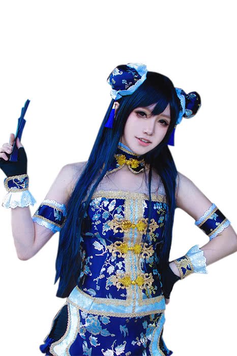 80cm Long Love Live! Sonoda Umi Dark Blue Gray Cosplay Wigs - lemailwigs