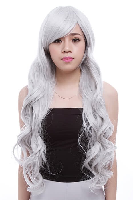 80cm Long Silver Curly Sweet Women Fashion Hair Wigs CW201C - lemailwigs