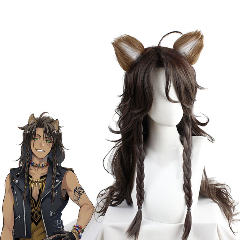 80cm Twisted Wonderland Leona Kingscholar Brown curly Cosplay Wigs - lemailwigs