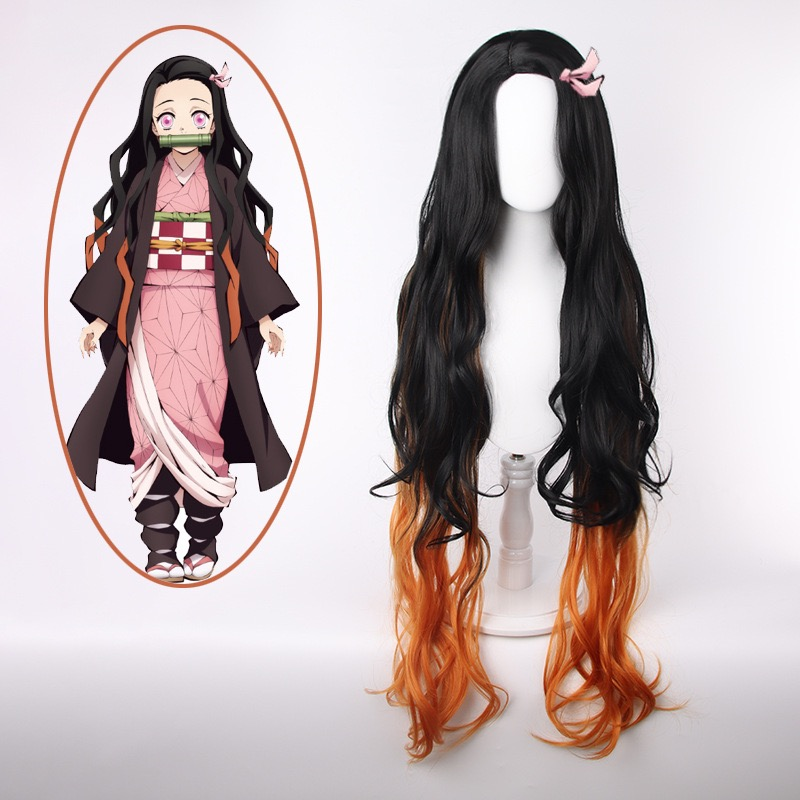 Demon_Slayer_Kimetsu_no_Yaiba_Kamado_Nezuko_Long_Curly_Gradient_Cosplay_Wigs_1