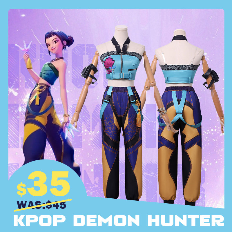 【Flash Sale】L-email Wig Huntrix KPOP Demon Hunter Zoey Cosplay Costume And Wig Full Set