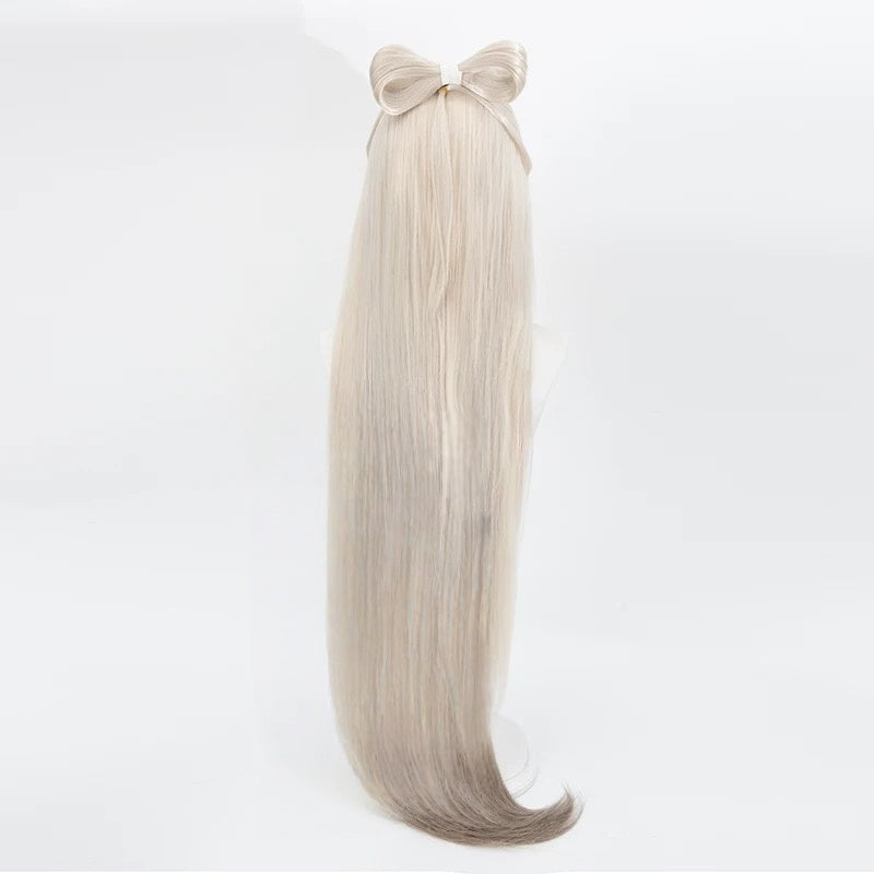 GenshinImpactNingguangLongStraightBlondeCosplayWigsWithBow_3