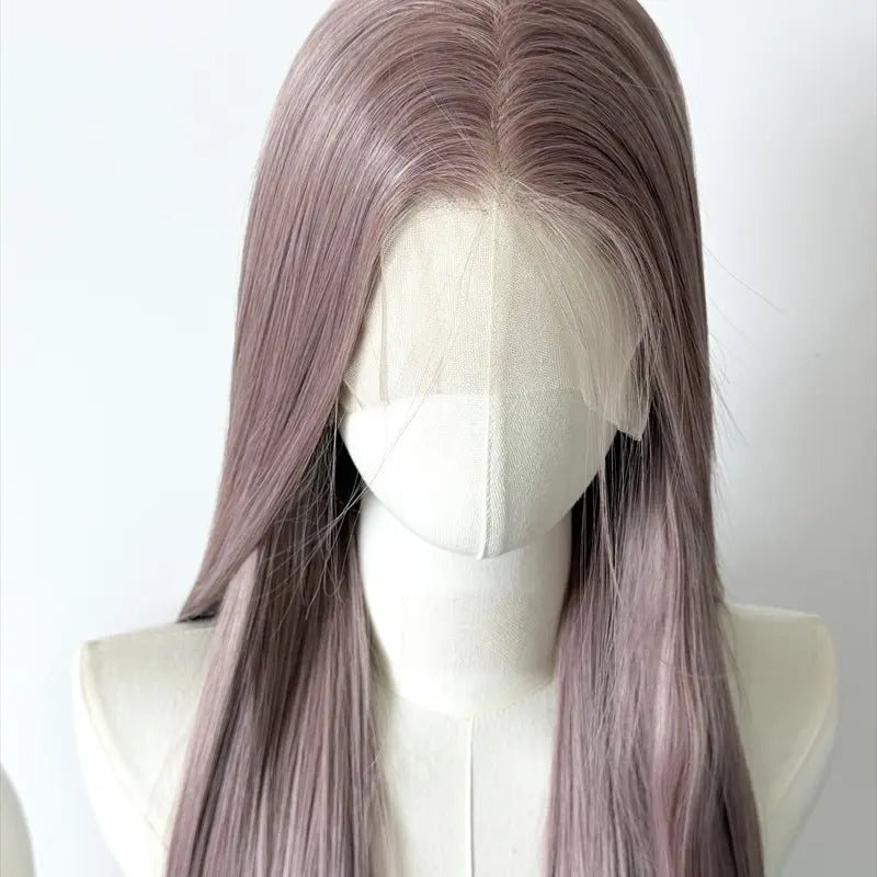 L-email Wig 80cm Dusty Milk Tea Pink Front Lace Wig