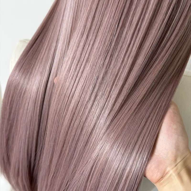 L-email Wig 80cm Dusty Milk Tea Pink Front Lace Wig