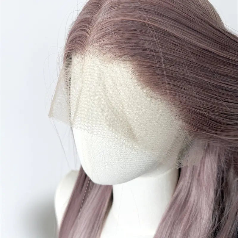 L-email Wig 80cm Dusty Milk Tea Pink Front Lace Wig